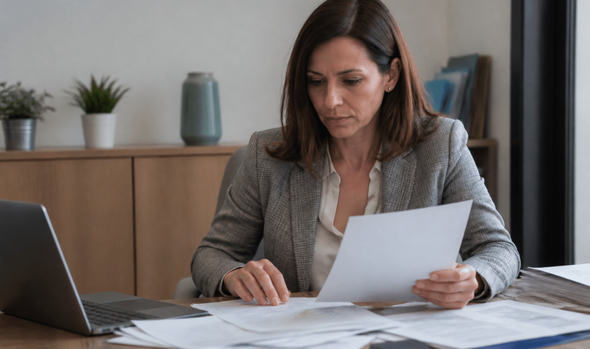 Agent immobilier consultant examinant documents fiscaux bic bnc