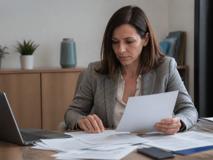 Agent immobilier consultant examinant documents fiscaux bic bnc