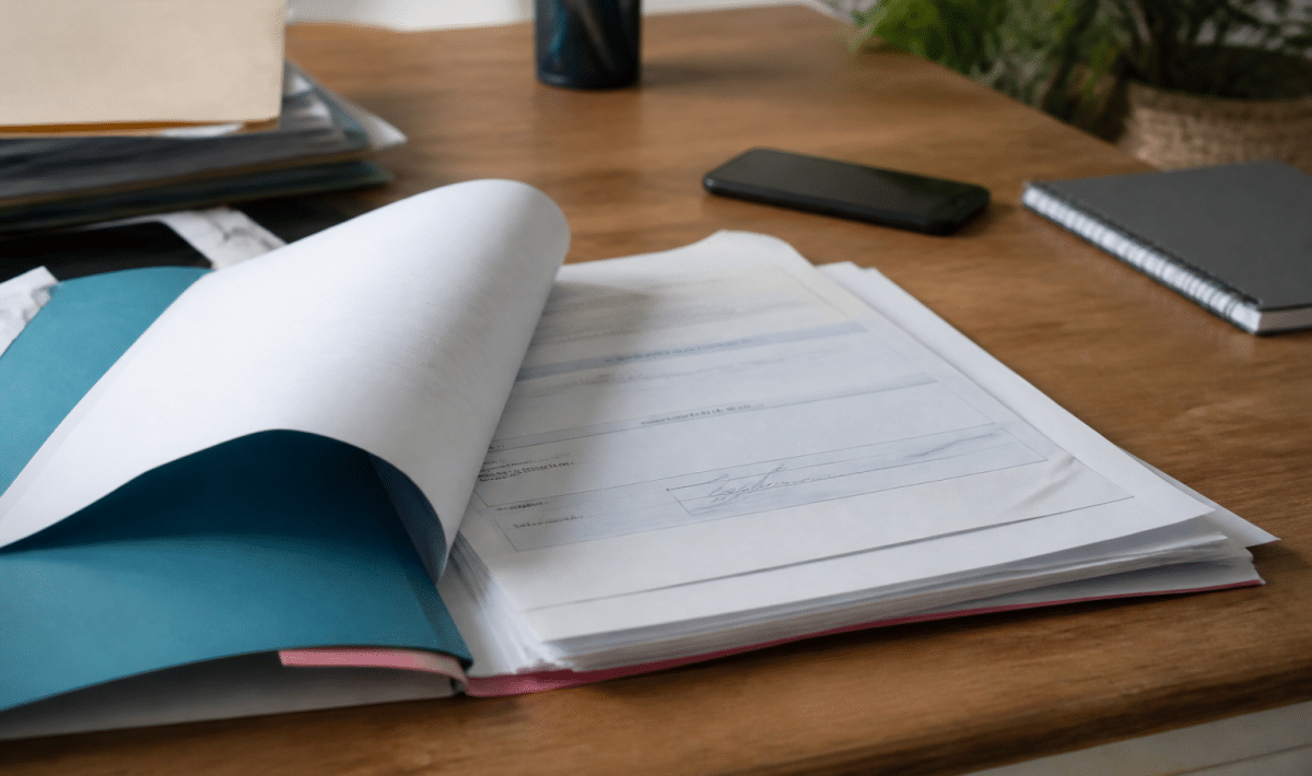 Dossier ouvert sur bureau avec formulaire attribution logement signé