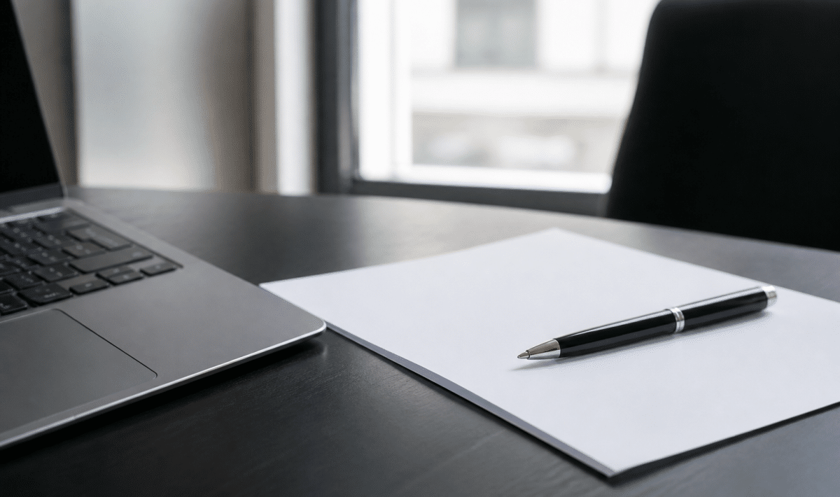 Document contrat pose sur bureau professionnel avec stylo