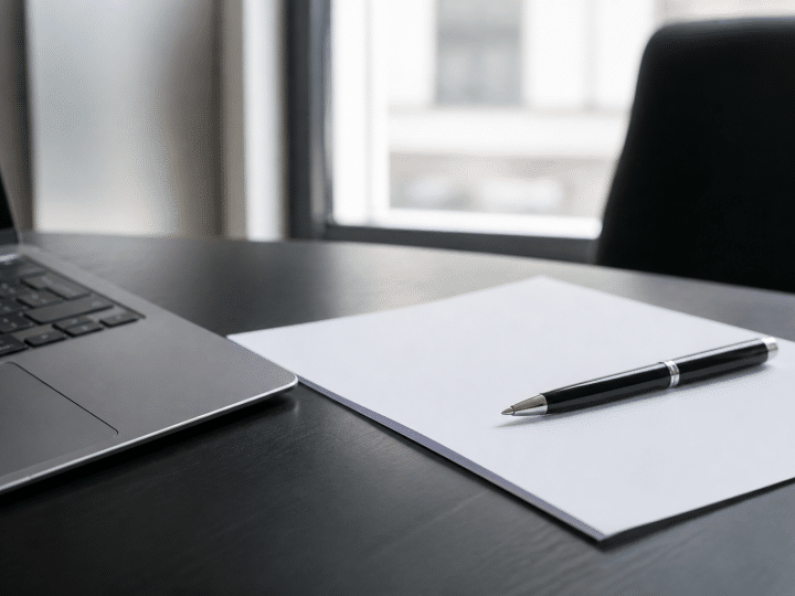Document contrat pose sur bureau professionnel avec stylo
