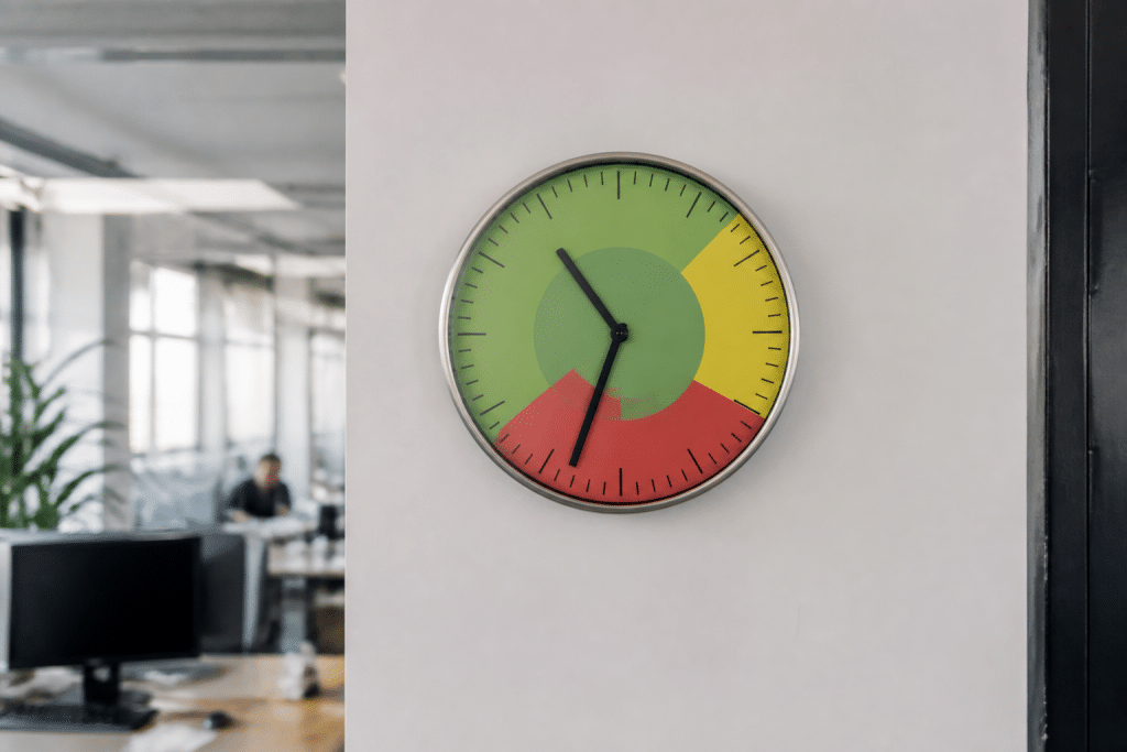 Horloge murale affichant heures tarifaires bureau moderne