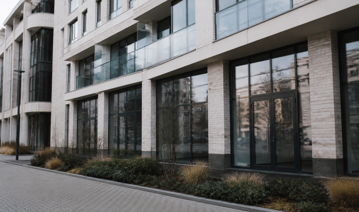 Immeuble de bureaux moderne avec panneaux louables en facade