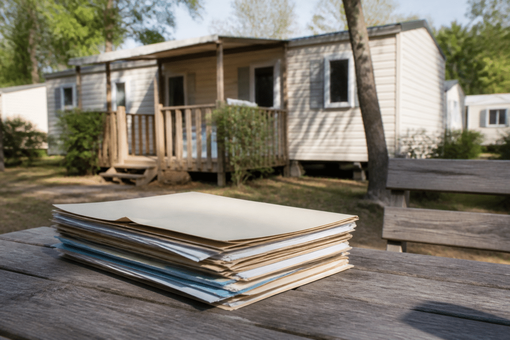 Documents officiels et mobilhome sur terrain camping autorisation