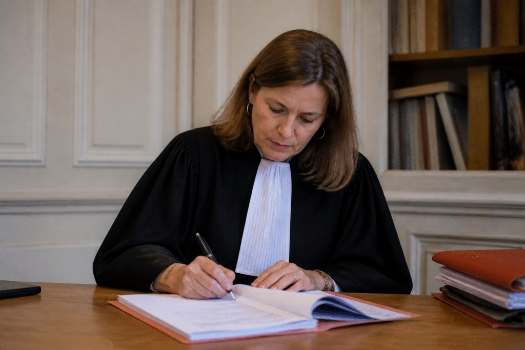 Notaire signant document transfert parts sociales