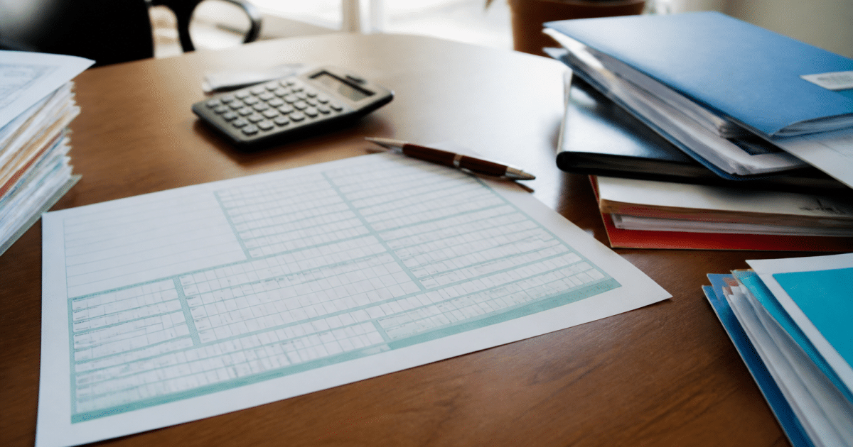 Document fiscal avec formulaire TVA posé sur bureau professionnel