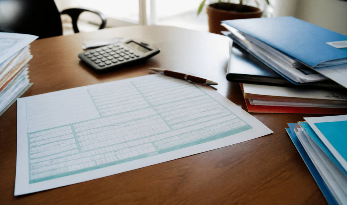 Document fiscal avec formulaire TVA posé sur bureau professionnel