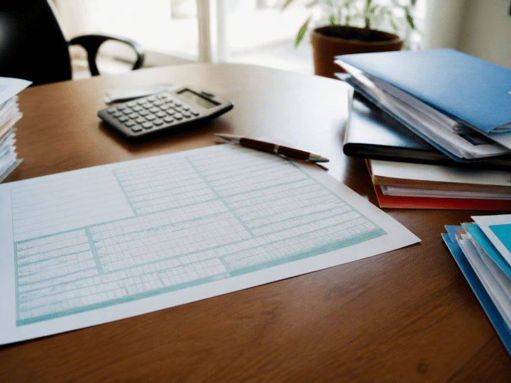 Document fiscal avec formulaire TVA posé sur bureau professionnel